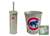 New Brushed Aluminum Finish Toilet Brush and Holder & Trash Can Set featuring Chicago Cubs MLB Team Logo