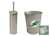 New Brushed Aluminum Finish Toilet Brush and Holder & Trash Can Set featuring Miami Dolphins NFL Team Logo