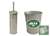 New Brushed Aluminum Finish Toilet Brush and Holder & Trash Can Set featuring New York Jets NFL Team Logo