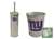 New Brushed Aluminum Finish Toilet Brush and Holder & Trash Can Set featuring New York Giants NFL Team Logo