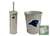 New Brushed Aluminum Finish Toilet Brush and Holder & Trash Can Set featuring Carolina Panthers NFL Team Logo