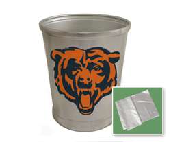 New Brushed Aluminum Finish Trash Can Waste Basket featuring Chicago Bears NFL Team Logo