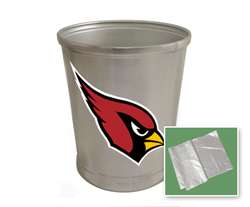 New Brushed Aluminum Finish Trash Can Waste Basket featuring Arizona Cardinals NFL Team Logo