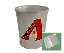 New Brushed Aluminum Finish Trash Can Waste Basket featuring Arizona Diamondbacks MLB Team Logo