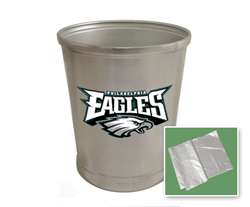 New Brushed Aluminum Finish Trash Can Waste Basket featuring Philadelphia Eagles NFL Team Logo