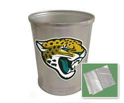 New Brushed Aluminum Finish Trash Can Waste Basket featuring Jacksonville Jaguars NFL Team Logo