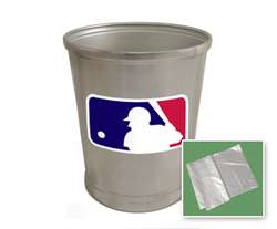 New Brushed Aluminum Finish Trash Can Waste Basket featuring MLB Baseball Sports Logo