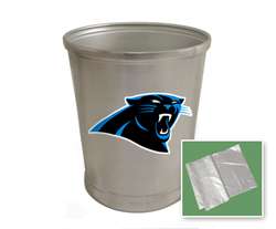 New Brushed Aluminum Finish Trash Can Waste Basket featuring Carolina Panthers NFL Team Logo