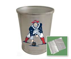 New Brushed Aluminum Finish Trash Can Waste Basket featuring New England Patriots NFL Team Old Style Logo