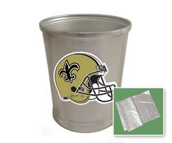 New Brushed Aluminum Finish Trash Can Waste Basket featuring New Orleans Saints NFL Team Logo