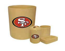 New 4 Piece Bathroom Accessories Set in Beige featuring San Francisco 49ers NFL Team Logo