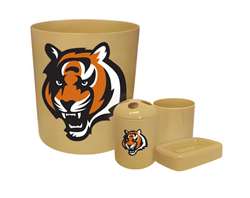 New 4 Piece Bathroom Accessories Set in Beige featuring Cincinatti Bengals NFL Team Logo