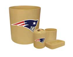 New 4 Piece Bathroom Accessories Set in Beige featuring New England Patriots NFL Team Logo