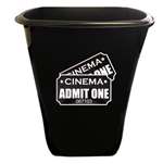 New Black Finish Trash Can Waste Basket featuring Admit One Movie Tickets Logo