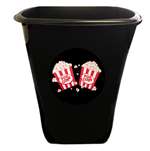 New Black Finish Trash Can Waste Basket featuring Black Popcorn Logo