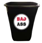 New Black Finish Trash Can Waste Basket featuring Bad Ass Logo