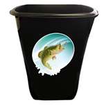New Black Finish Trash Can Waste Basket featuring Bass Fish Logo