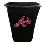 New Black Finish Trash Can Waste Basket featuring Atlanta Braves MLB Team Logo