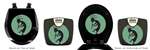 Black Finish Digital Scale Round Toilet Seat w/Aqua Kokopelli Logo