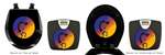 Black Finish Digital Scale Round Toilet Seat w/Multi-Colored Kokopelli Logo