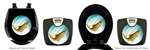 Black Finish Digital Scale Round Toilet Seat w/Trout Logo