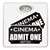 White Finish Dial Scale Round Toilet Seat w/Admit One Movie Ticket Logo