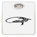 White Finish Dial Scale Round Toilet Seat w/Black Iguana Logo