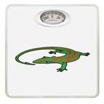 White Finish Dial Scale Round Toilet Seat w/Green Iguana Logo