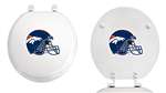 White Finish Round Toilet Seat with the Denver Broncos Helmet NFL Logo