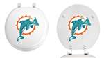 White Finish Round Toilet Seat with the Miami Dolphins NFL Logo