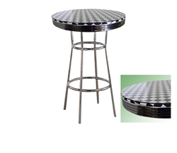 CHECKER FLAG NASCAR RACING GLASS TOP CHROME METAL FINISH BISTRO PUB BAR TABLE