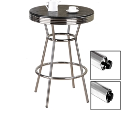 New Black Finish Table Top Chrome Bar Table with Foot Levelers!