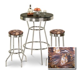 animal print barstools chrome table black white round bar stools stool swivels foot rest ring cushion seat cave man chair chairs diner metal dining finish pad padded pub pubstools restaurant