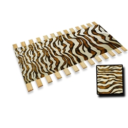 BROWN-WHITE Brown White Zebra Faux Fur  Burlap Strap Full Size Bed Slats Support / Bunkie Board