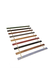 Custom Made in the U.S.A.! Twin Size Stained Wood Bed Slats with Colored Strapping - Cut to the Width of Your Choice
