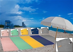 NEW - 7' Foot Long Extra-Large Beach Towel with Pillow & Pockets - Choose from Five Colors - Blue, Yellow, Grey, Pink, Green