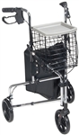 Deluxe 3 Wheel Steel Rollator, 7.5" Casters with Loop Locks