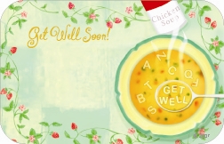 "Get Well Soon" : Alphabet soup w/ floral border (Pack of 50 enclosure cards)