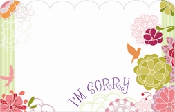 "I'm Sorry" White space/simple flowers (Pack of 50 enclosure cards)