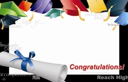"Congratulations" : Diploma with flying hats (Pack of 50 enclosure cards)