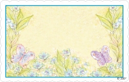 Yellow with purple butterflies & turquoise border (Pack of 50 enclosure cards)