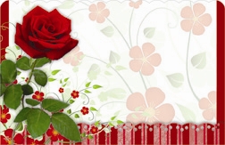 Red rose with scalloped border (Pack of 50 enclosure cards)