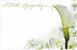 "With Sympathy" Calla green bckgrnd (Pack of 50 enclosure cards)