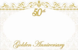 "50th Golden Anniversary" : White oval w/ gold border (Pack of 50 enclosure cards)