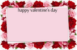 "Happy Valentine's Day" : Roses die-cut border (Pack of 50 enclosure cards)