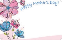 "Happy Mother's Day" : Pen and ink red/blue flowers (Pack of 50 enclosure cards)