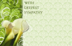"With Deepest Sympathy" Calla lilies w/grn bckrnd (Pack of 50 enclosure cards)