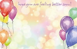 "Hope you are feeling better soon" Balloons (Pack of 50 enclosure cards)