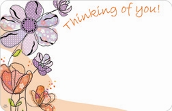 "Thinking of You" Pen & ink floral peach/lav (Pack of 50 enclosure cards)