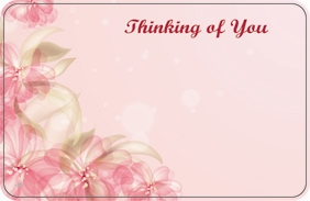 "Thinking of You" Pink abstract flowers & tulle (Pack of 50 enclosure cards)